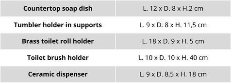 technical characteristics diva bathroom accessories